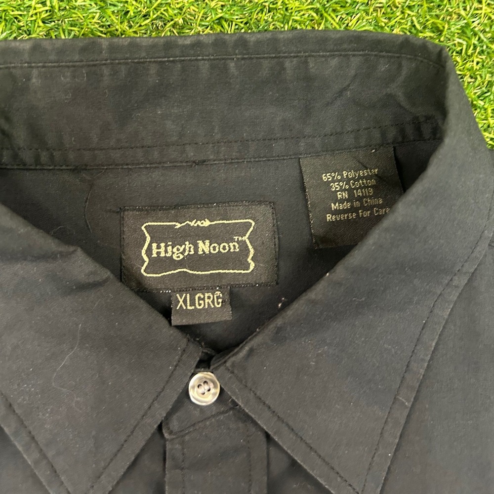 High Noon Mens XL Black Western Pearl Snap Shirt Eagle American Flag Embroidered - Picture 7 of 8